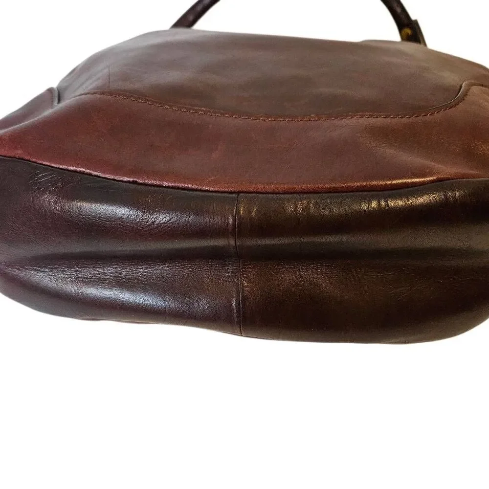 Frye large leather hobo bag, reddish brown.
